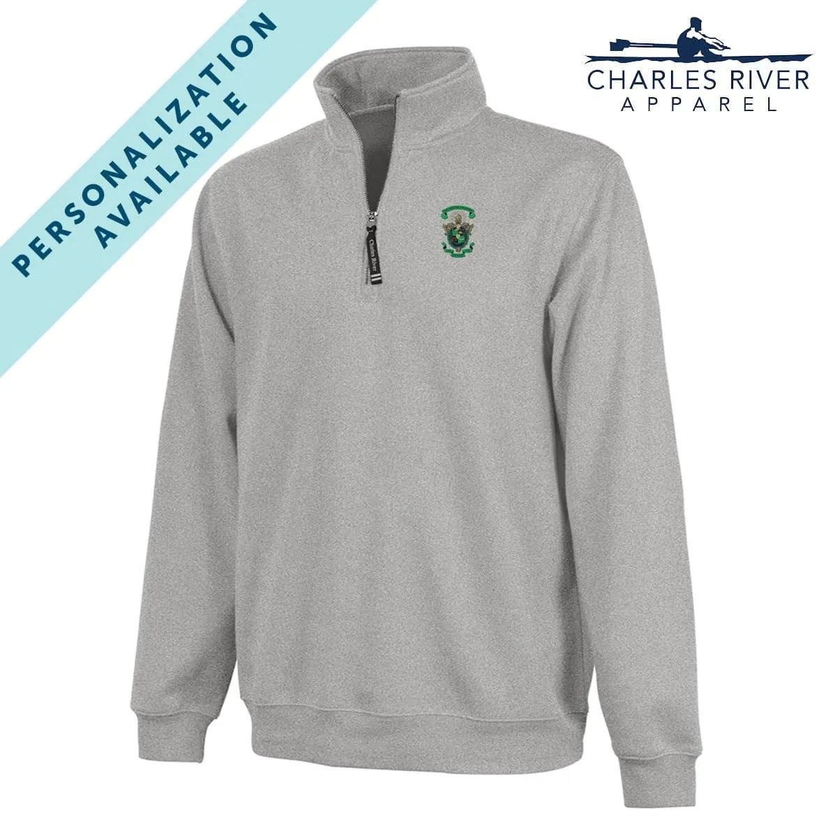 Lambda Chi Embroidered Crest Gray Quarter Zip