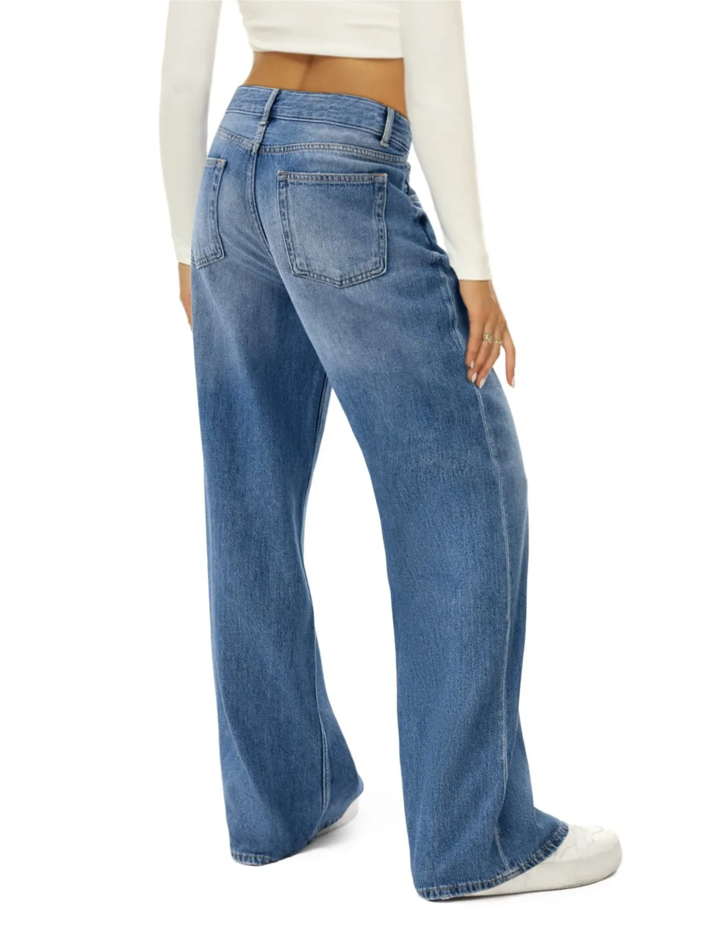 Loose Wide-leg Pure Color Casual All-match Long Jeans Pants