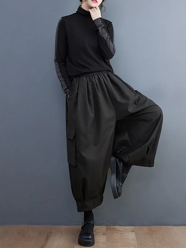 Loose Wide Leg Solid Color Casual Pants Bottoms