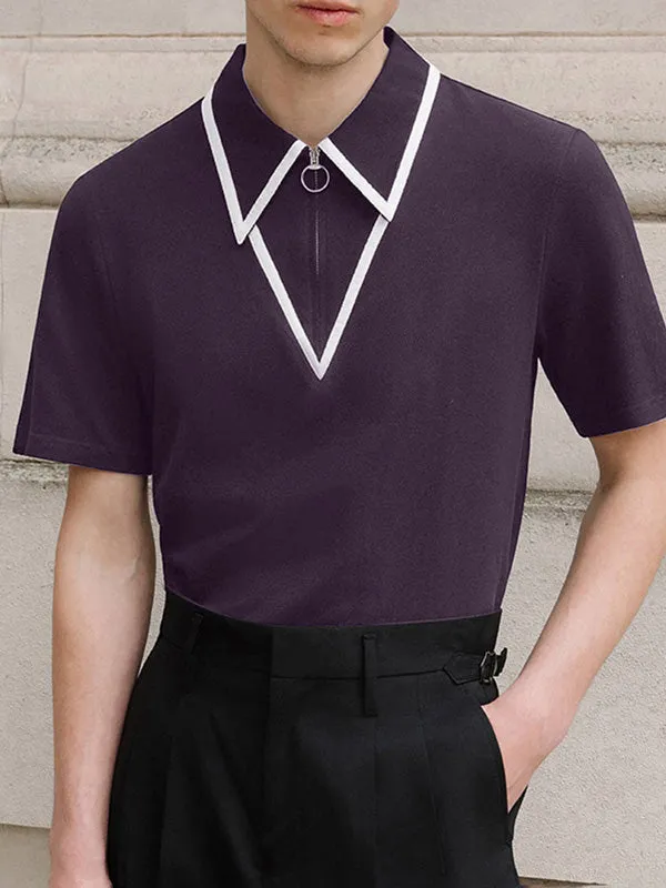 Mens Chanel-Style Spliced Collar Shirt SKUK68490