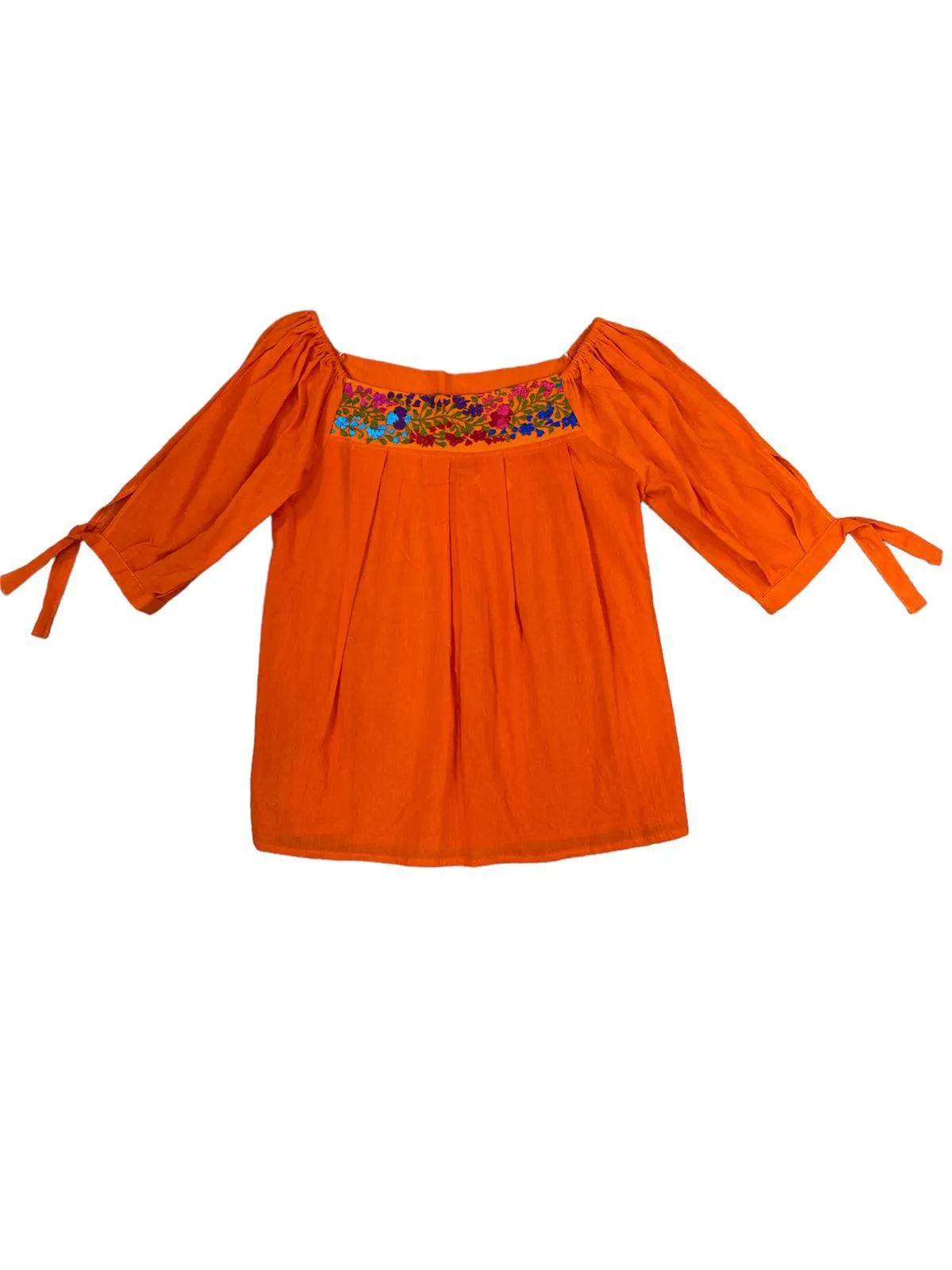 Mexican Embroidered Blouse Cozumel Orange