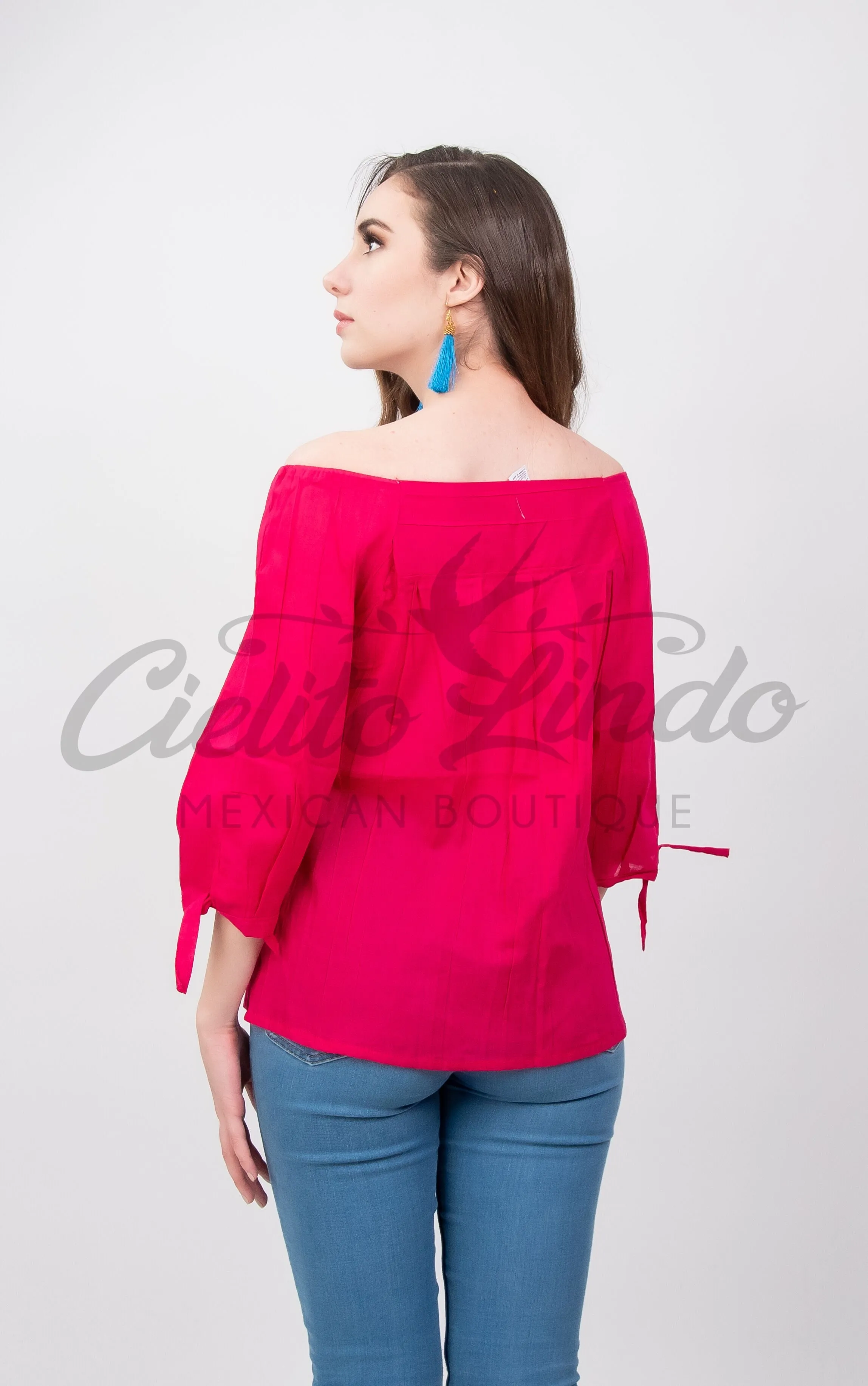 Mexican Embroidered Blouse Cozumel Red