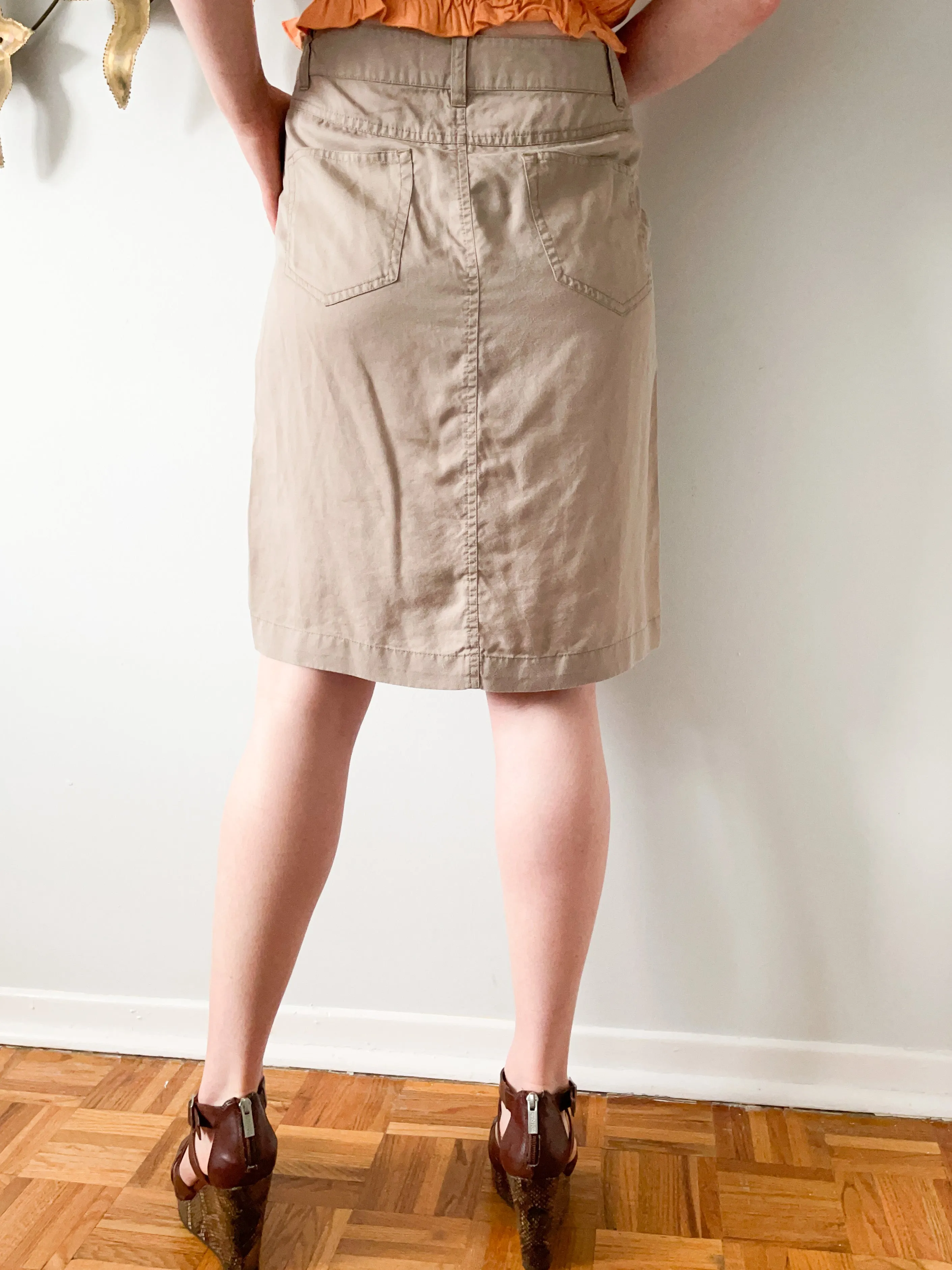 MEXX Taupe Soft 100% Lyocell High Waist Safari Skirt - Size 6