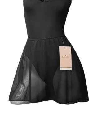 Mid-Length Mesh Pull-On Skirt (Noir)