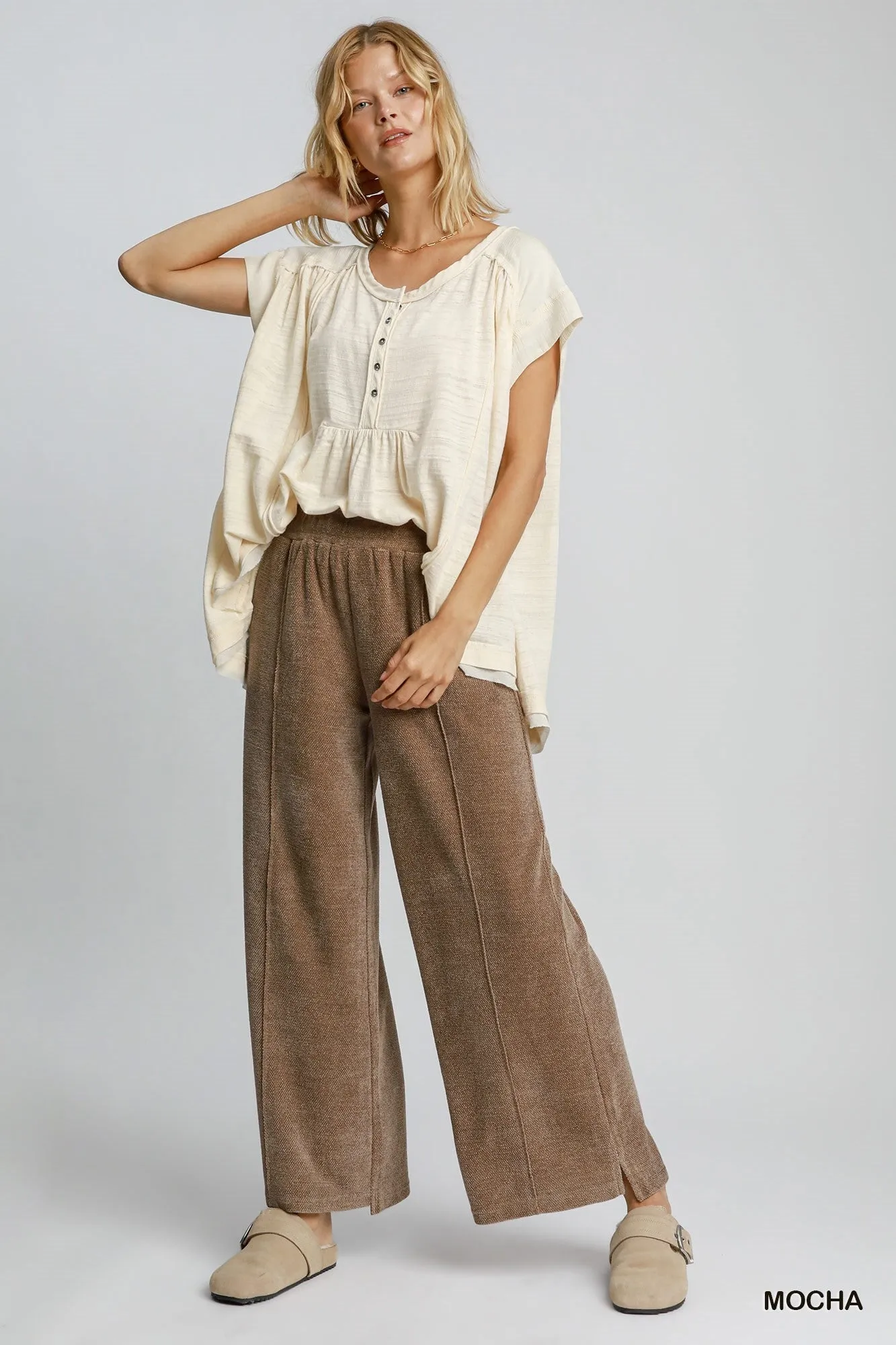 Mocha Chenille Wide Leg Pants