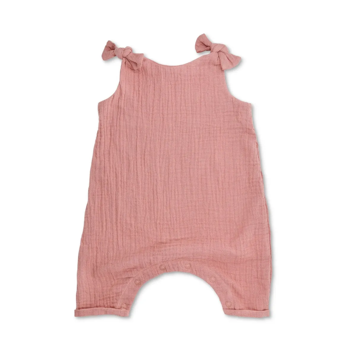 Muslin Knot Tie Overalls - Terra Cotta