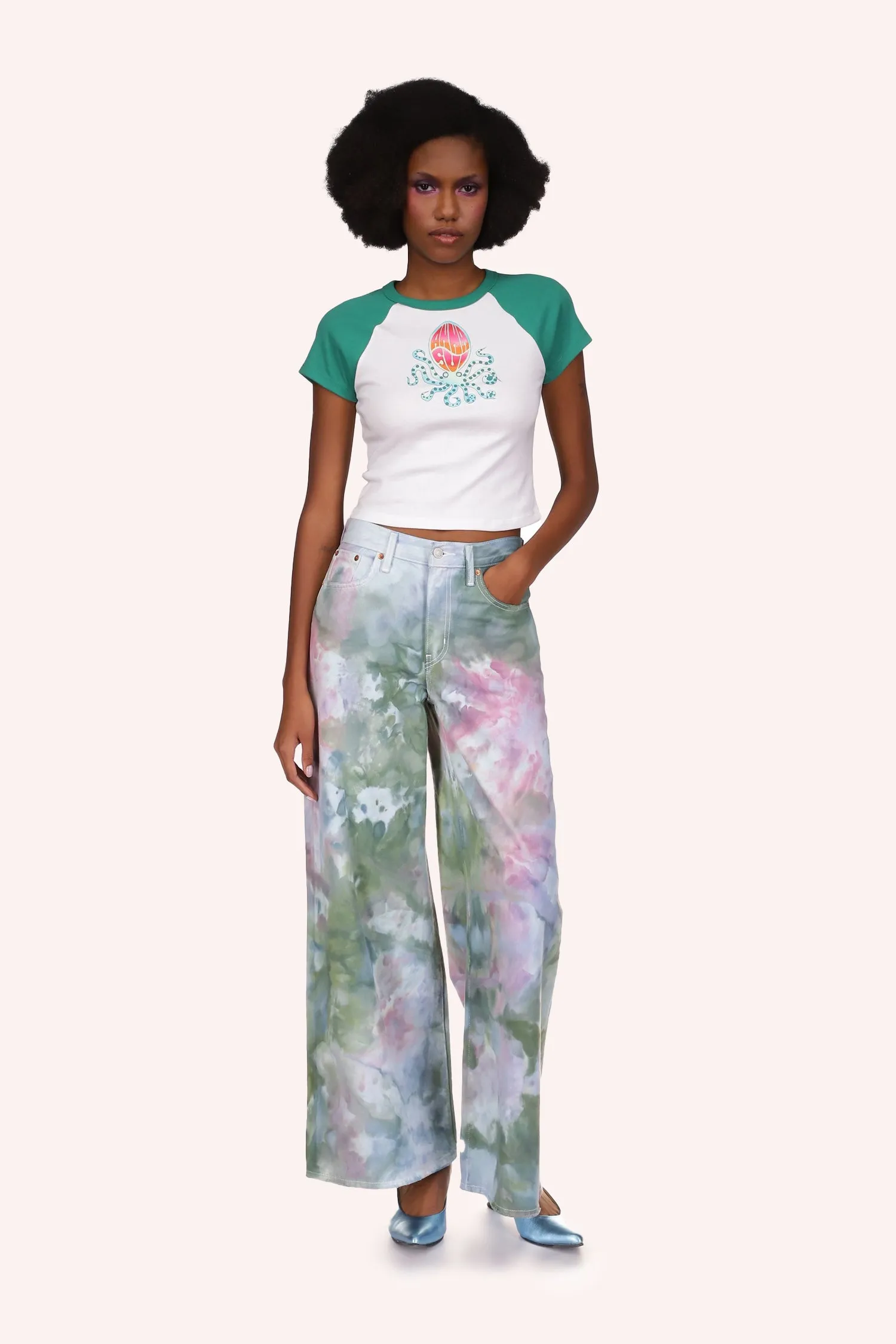 Ocean Tie Dye Wide Leg Jeans