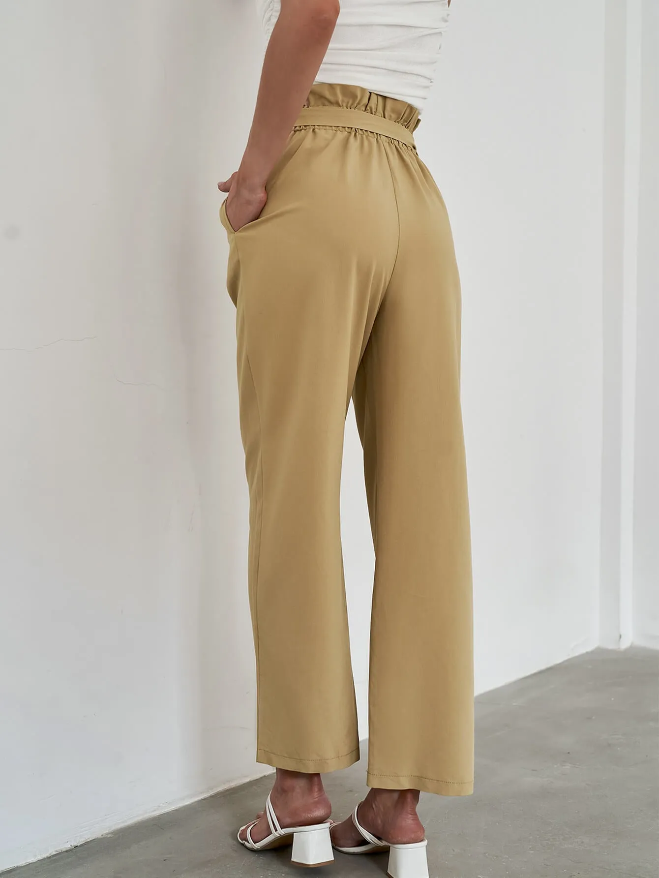 Paperbag Tie Waist Wide Leg Pants