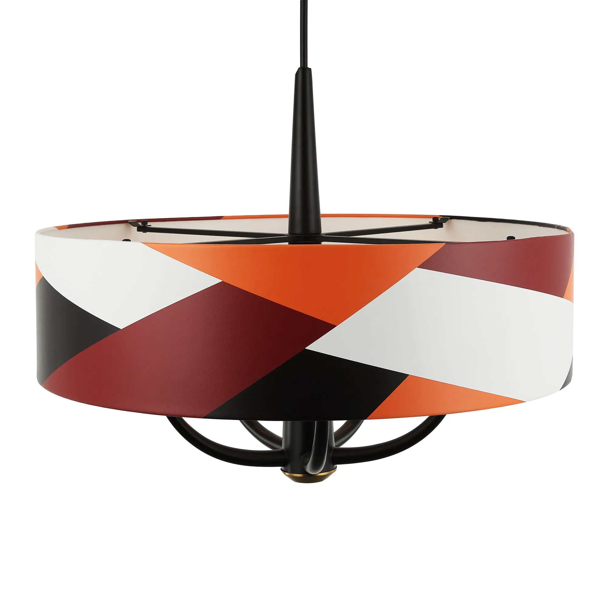 Patchwork 501P05BLSB 5-Light Pendant Light - Black/Satin Brass/Patchwork