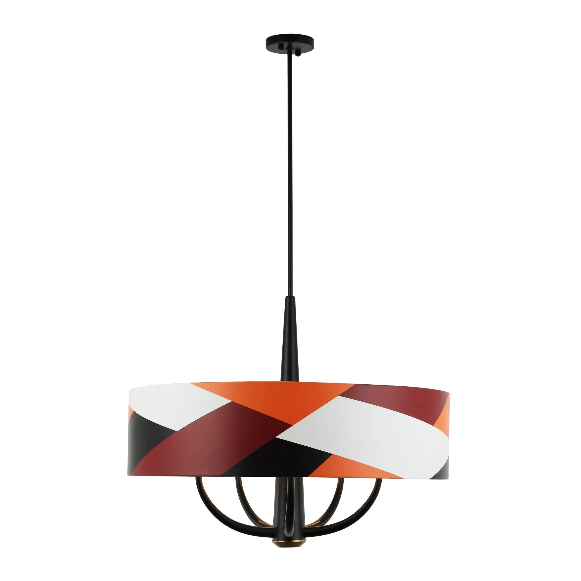 Patchwork 501P05BLSB 5-Light Pendant Light - Black/Satin Brass/Patchwork