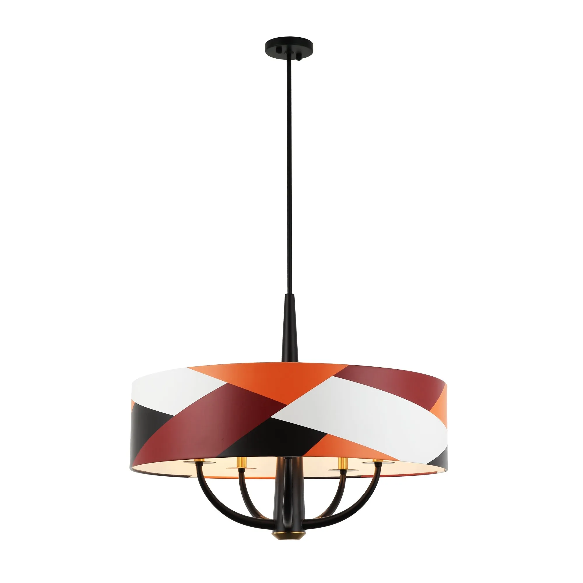 Patchwork 501P05BLSB 5-Light Pendant Light - Black/Satin Brass/Patchwork