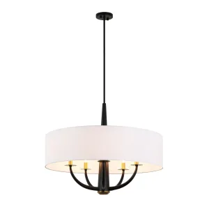 Patchwork 503P05BLSB 5-Light Pendant Light - Black/Satin Brass