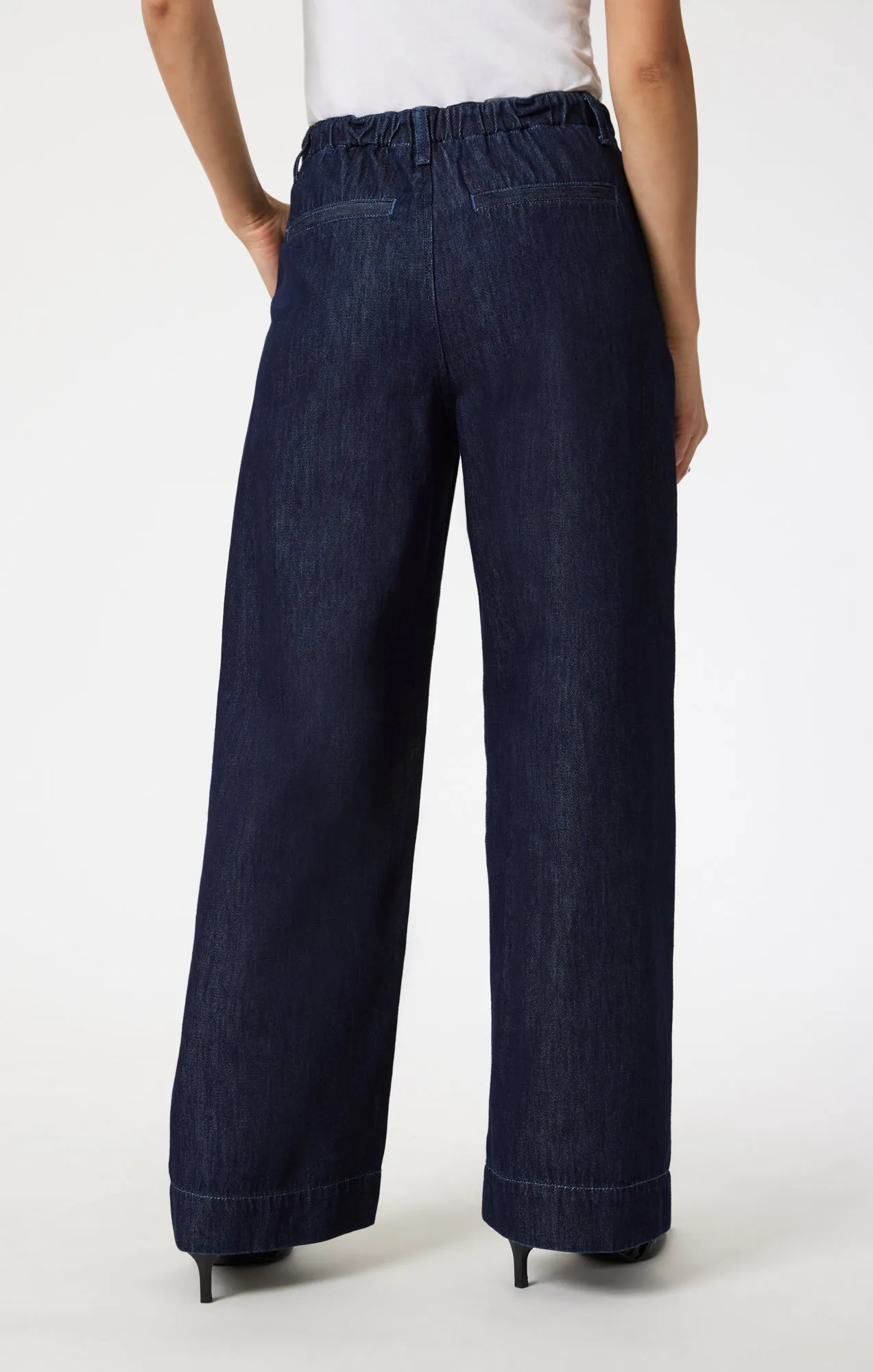 PERA PLEATED WIDE LEG IN RINSE DENIM