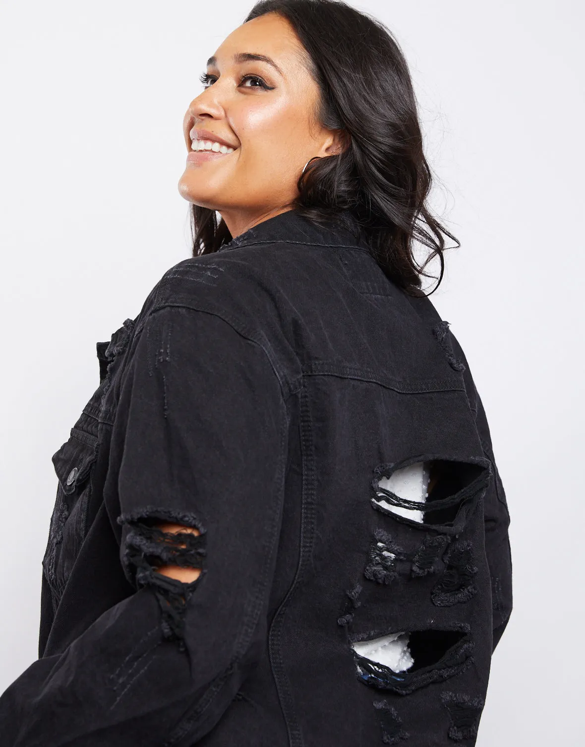 Plus Size Morgan Distressed Denim Jacket