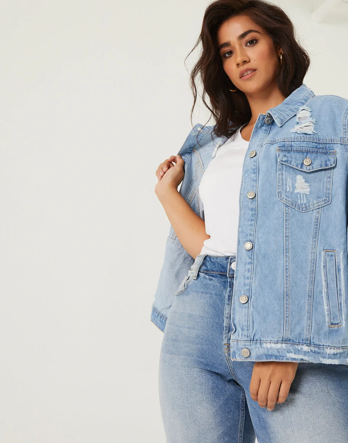 Plus Size Morgan Distressed Denim Jacket