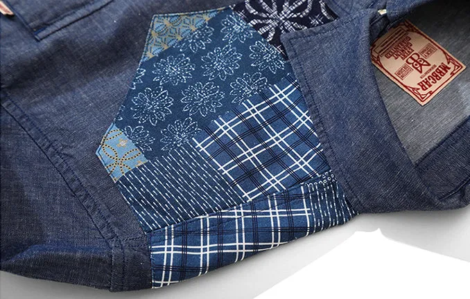 Retro Patchwork Printed Denim Shirts