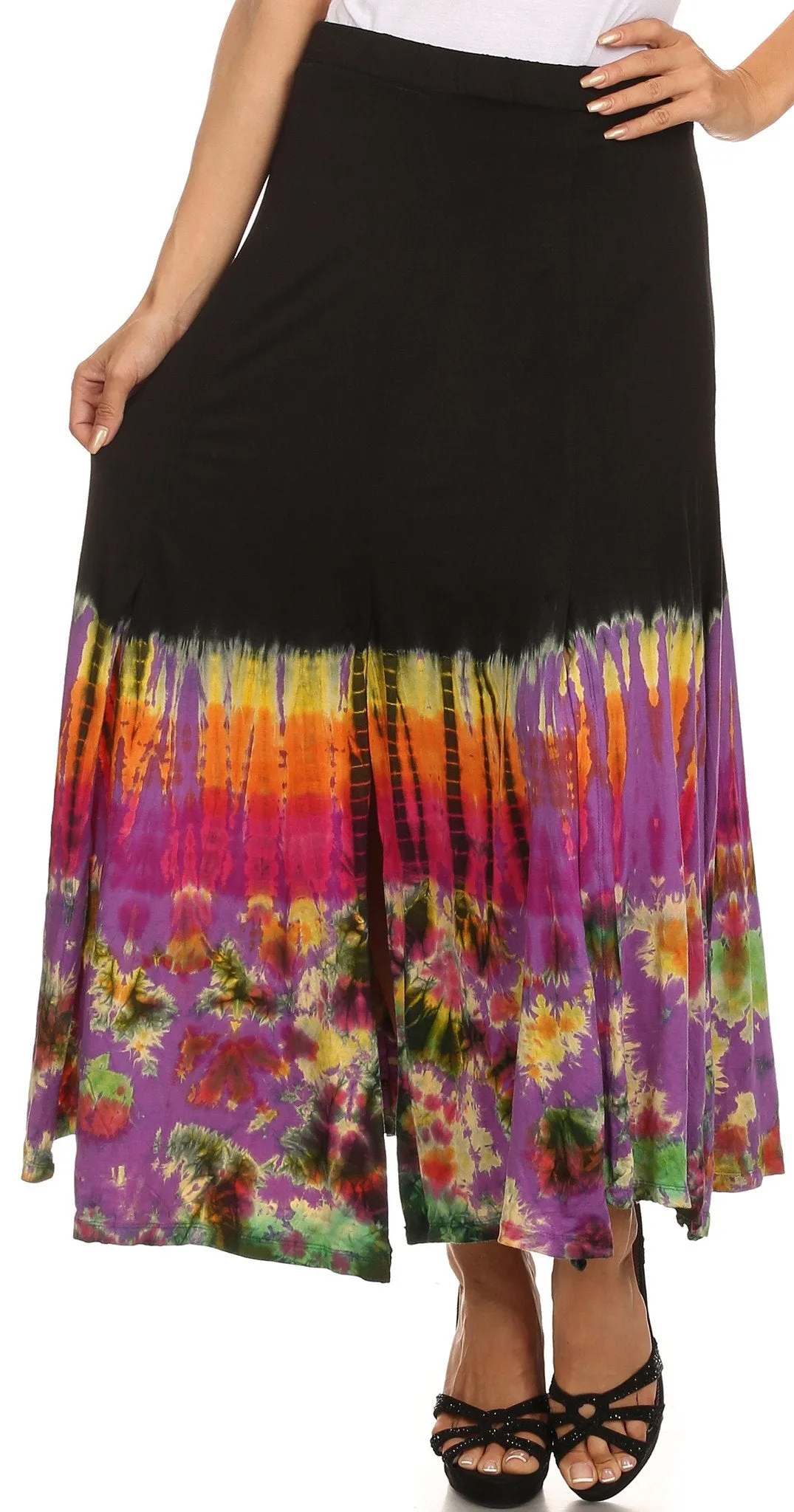 Sakkas Jax Double Slit Boho Tie Dye Skirt