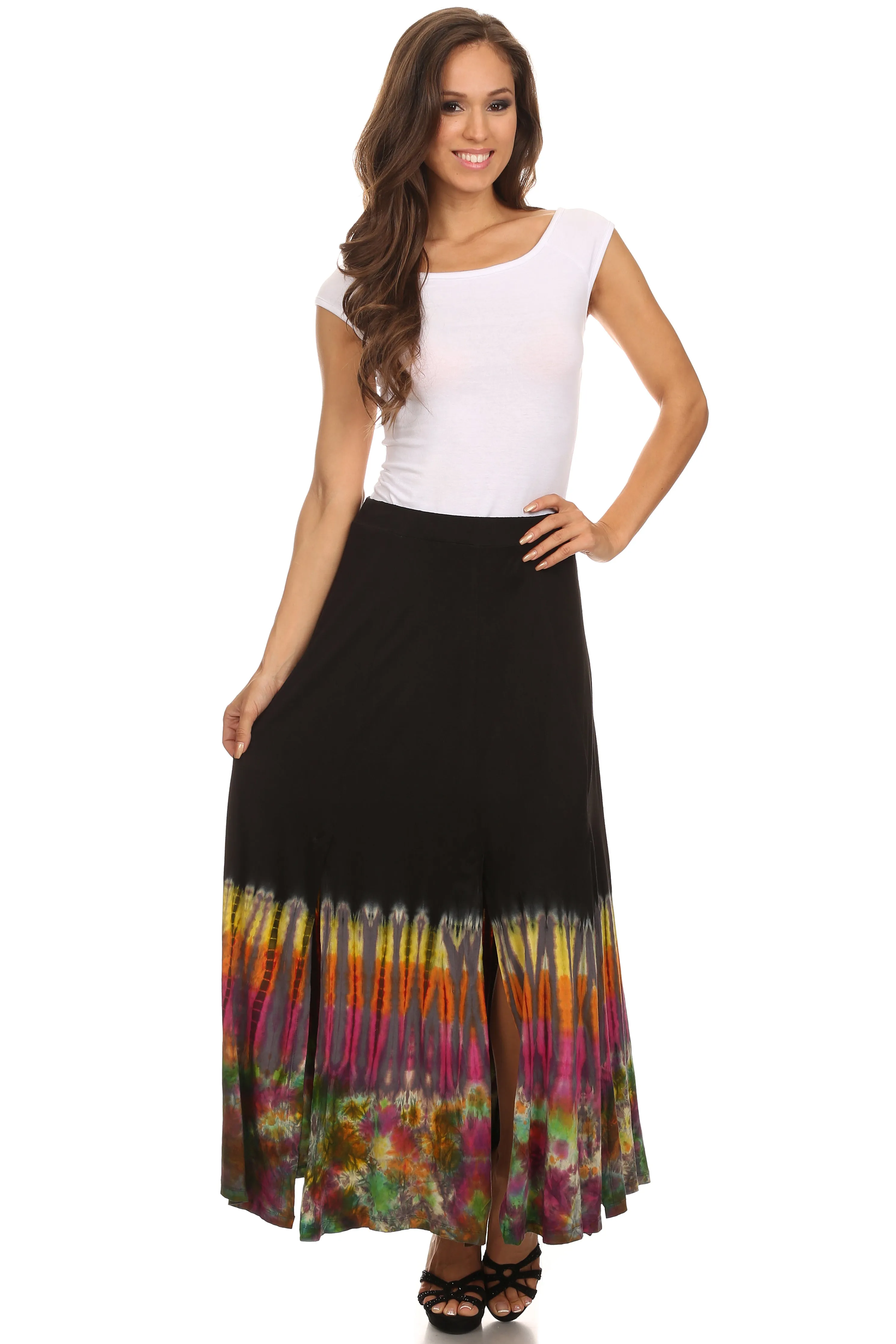 Sakkas Jax Double Slit Boho Tie Dye Skirt