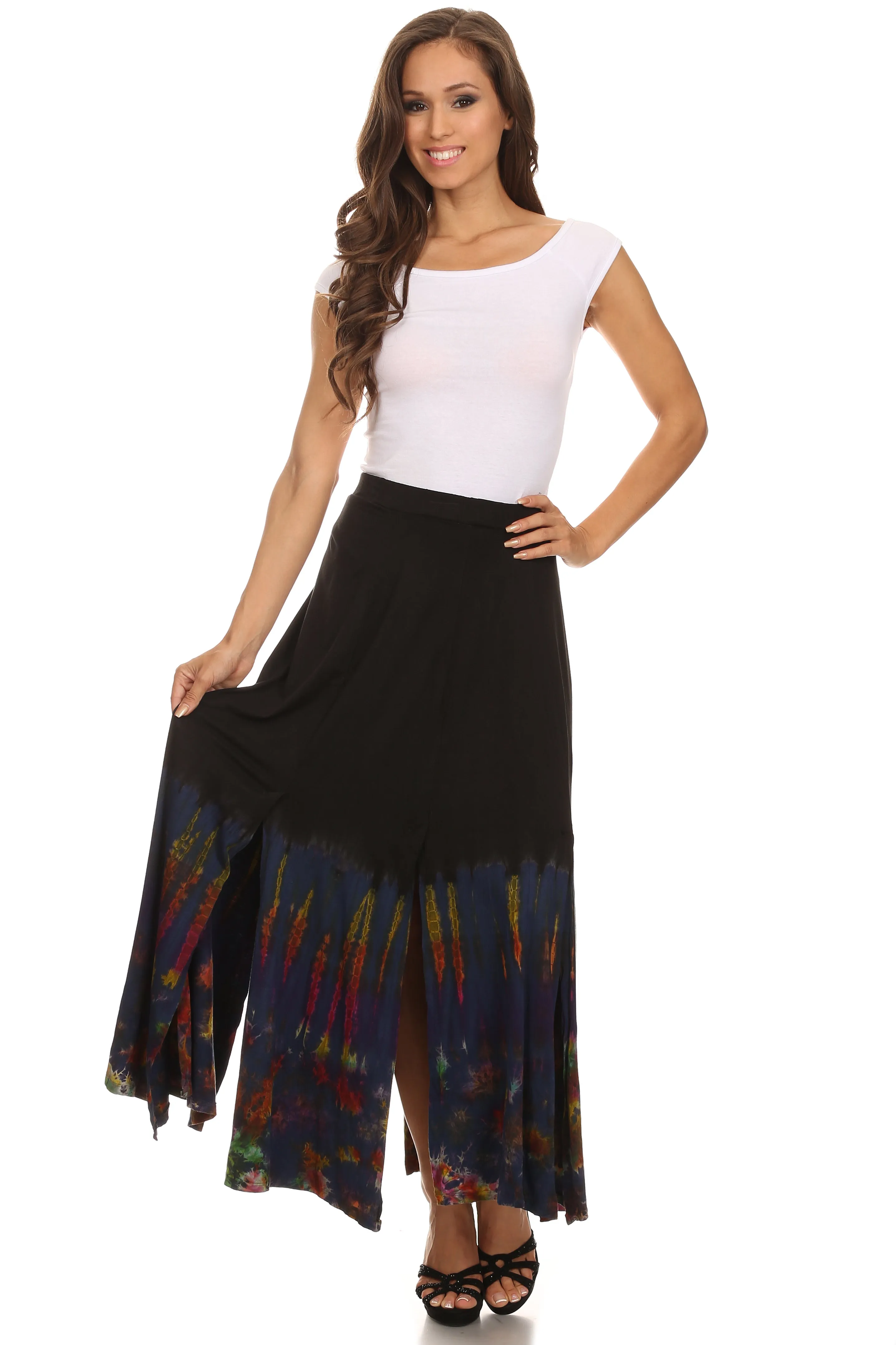 Sakkas Jax Double Slit Boho Tie Dye Skirt