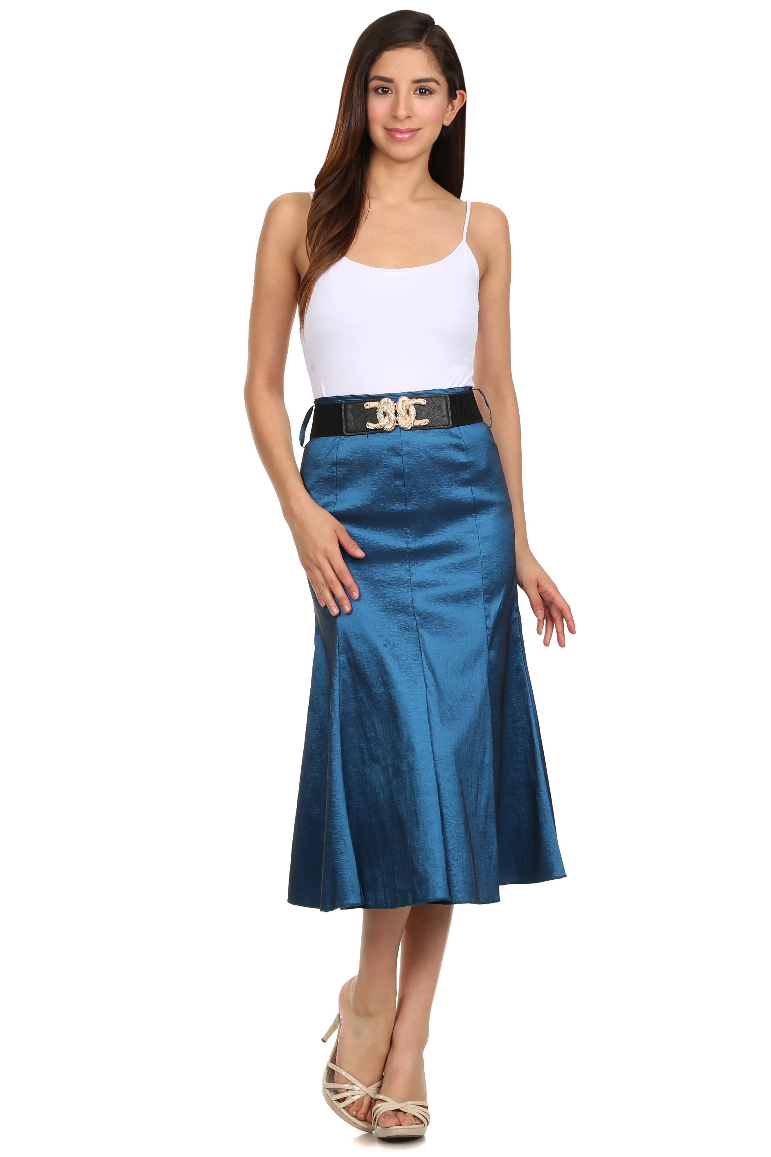 Sakkas Tiffany Tea Length Flared A-line Holiday Skirt