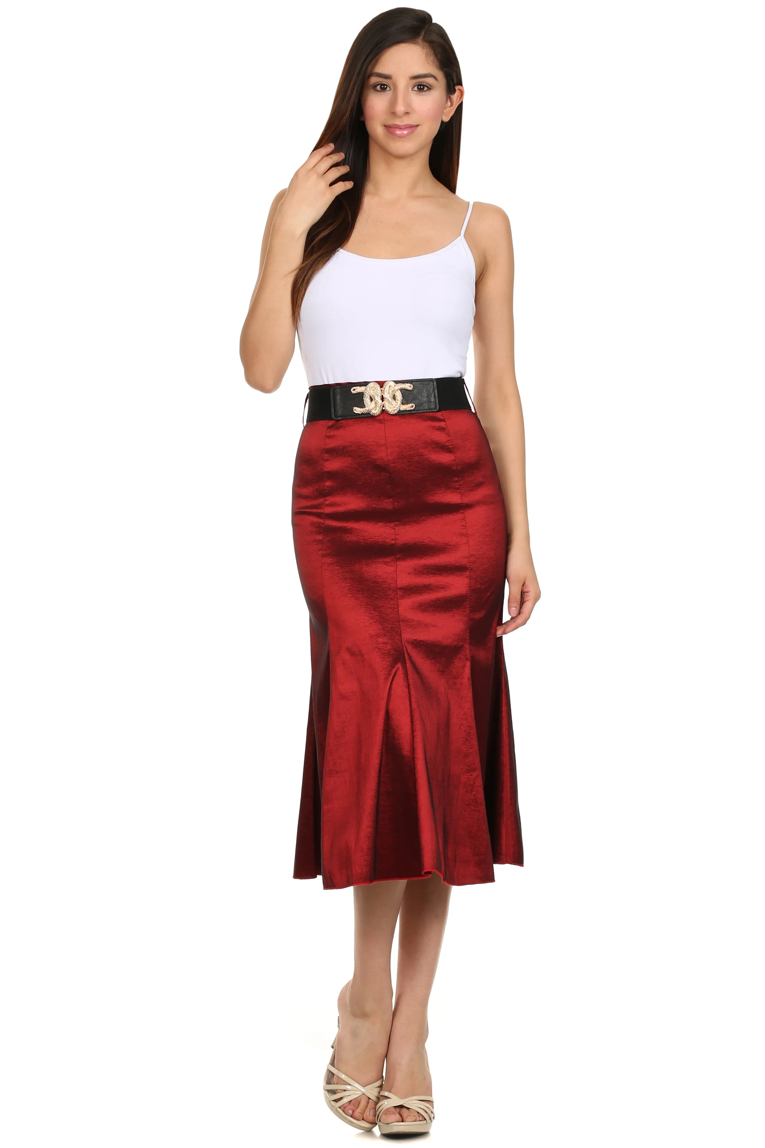 Sakkas Tiffany Tea Length Flared A-line Holiday Skirt