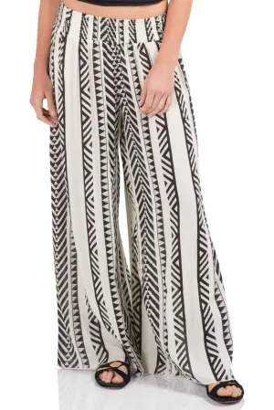 Sheer Tribal Print Wide Leg Pants