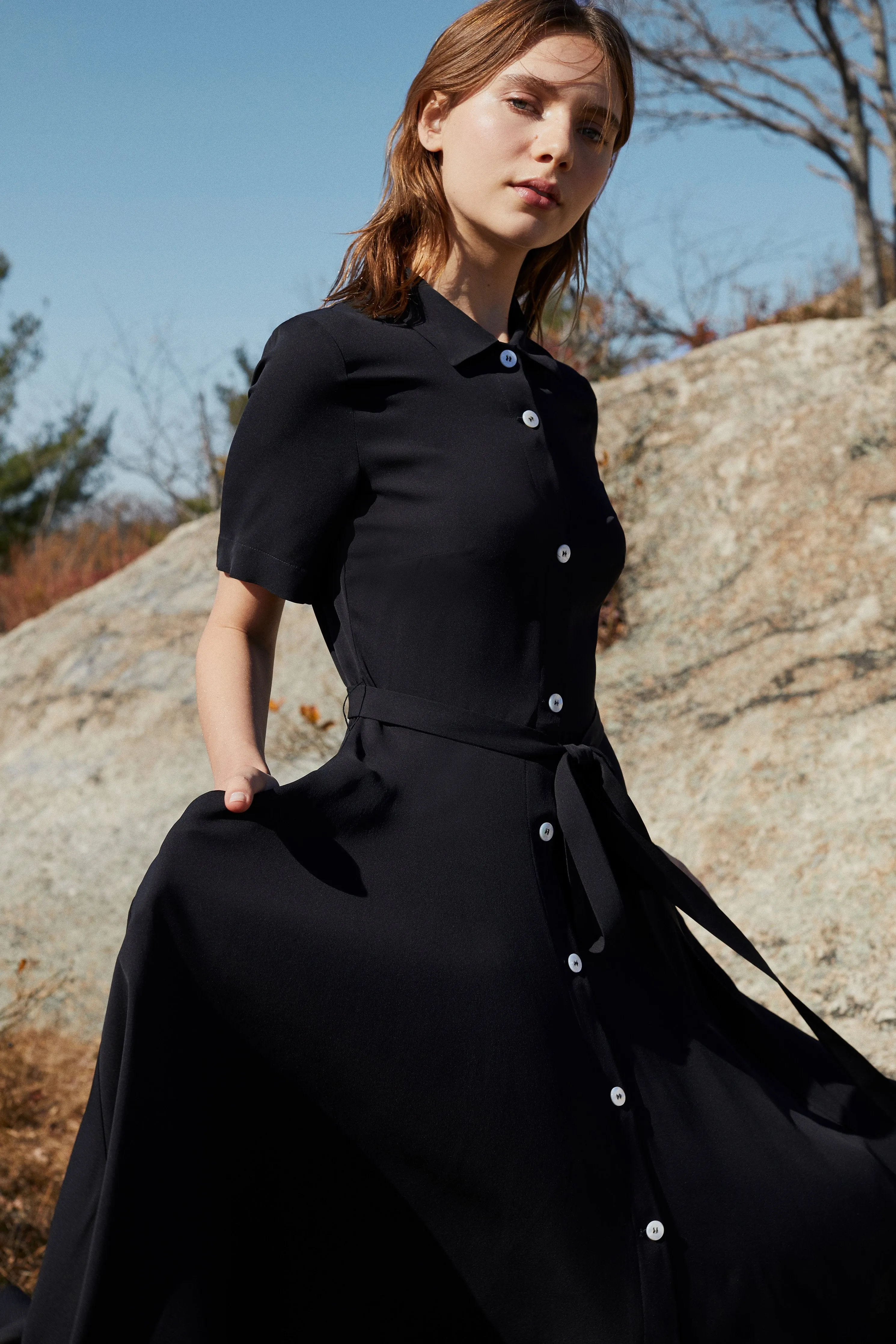 Shirt Dress - Black