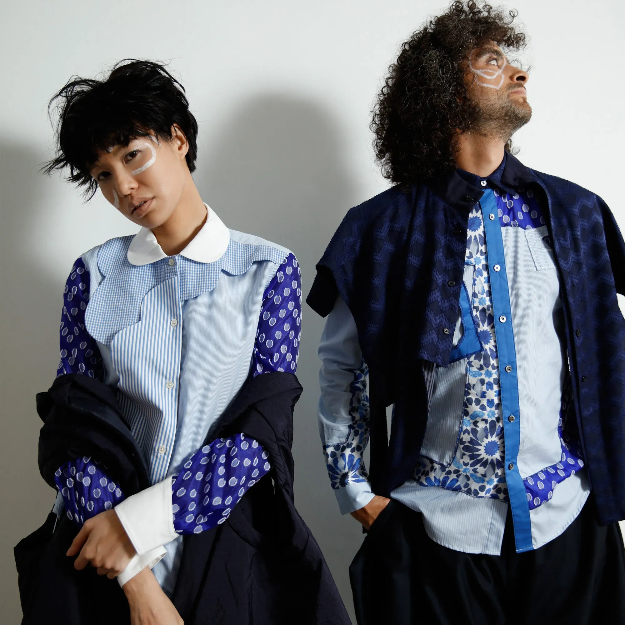 Shirts - Blue Patchwork