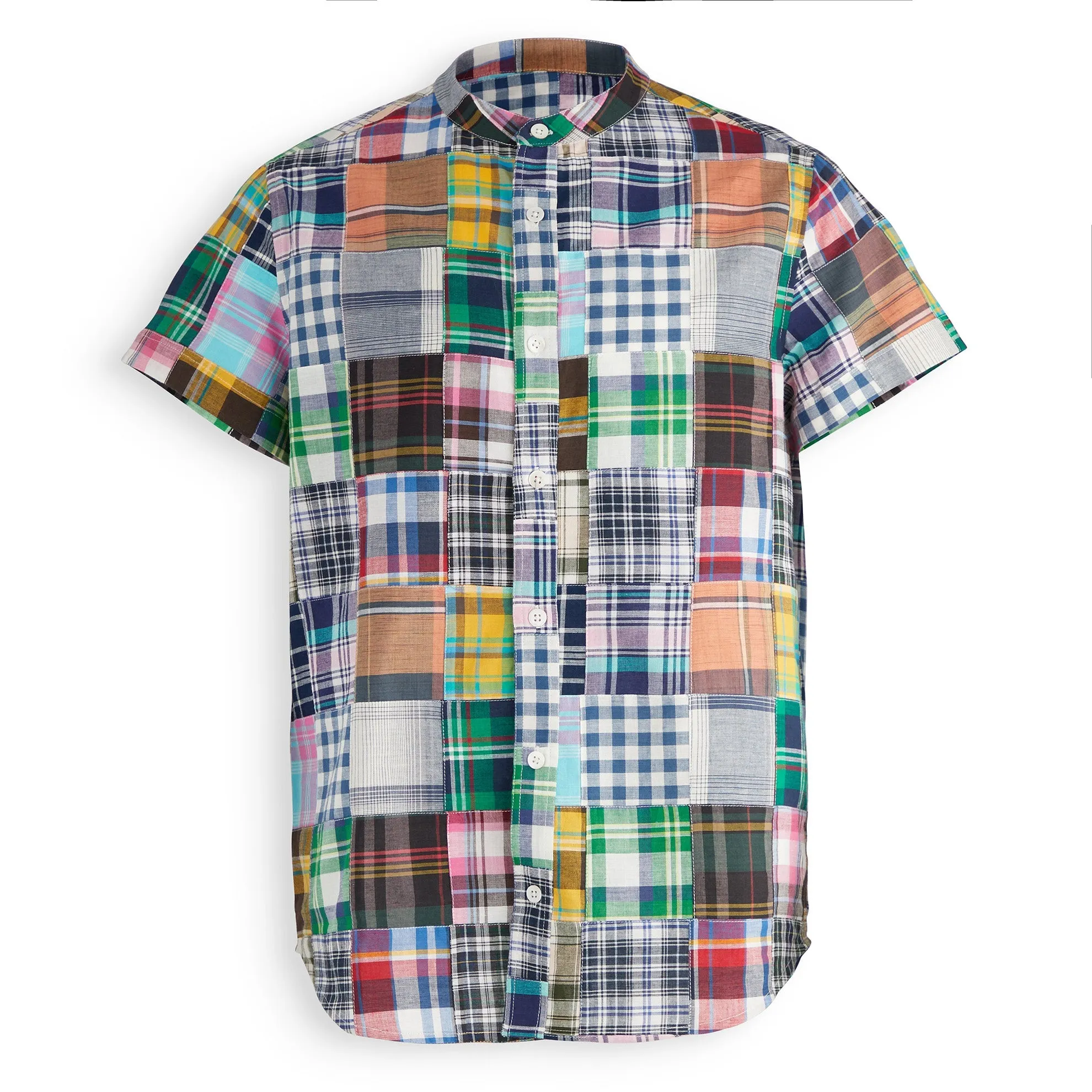 Short Sleeve Madras Patchwork Shirt