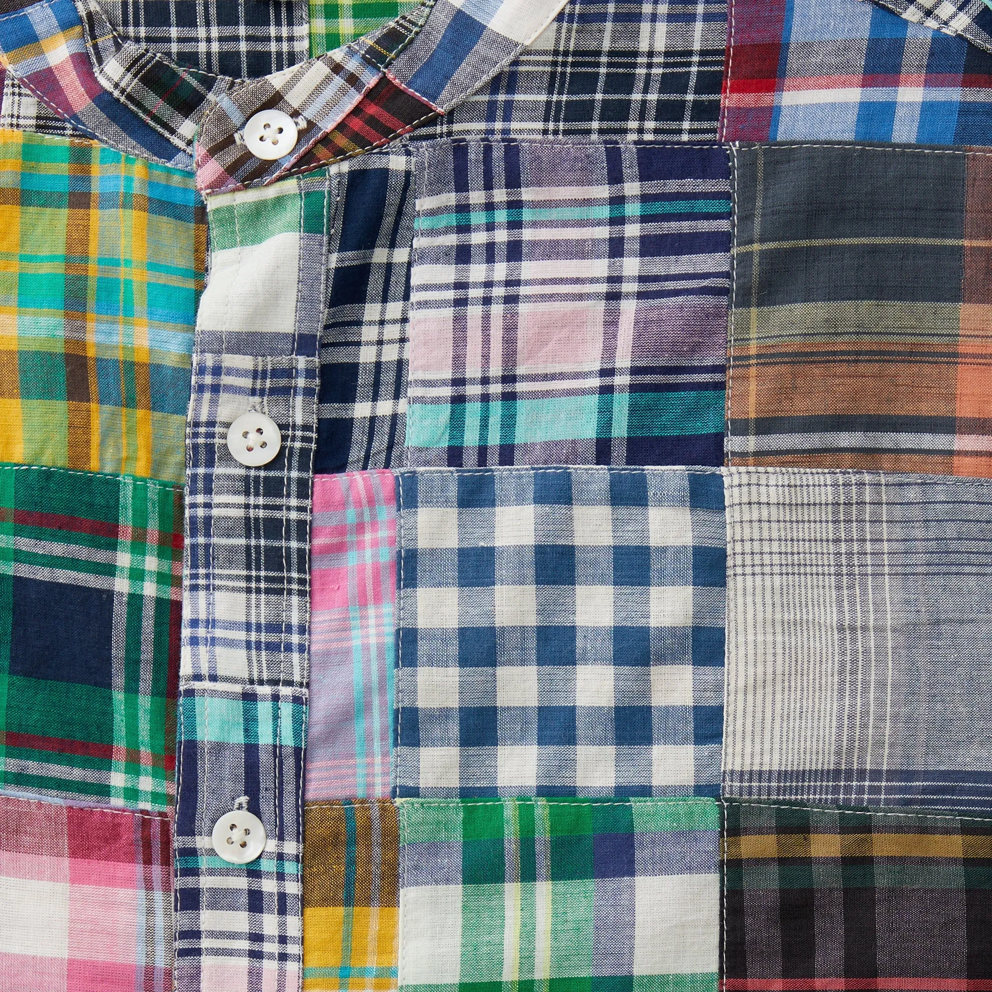 Short Sleeve Madras Patchwork Shirt