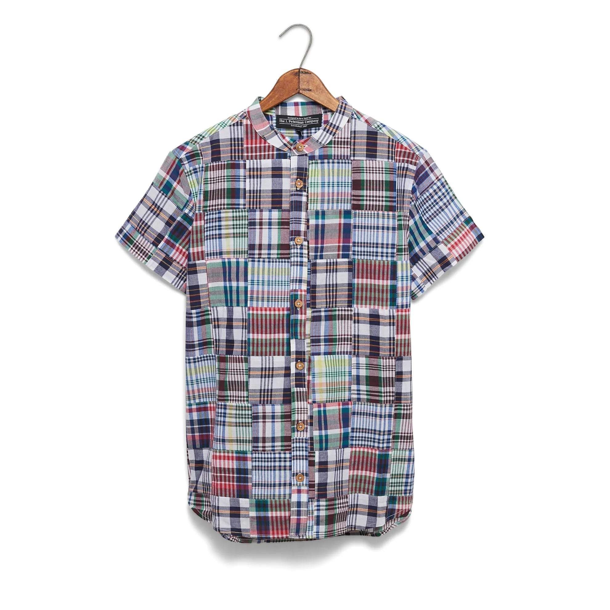 Short Sleeve Madras Patchwork Shirt