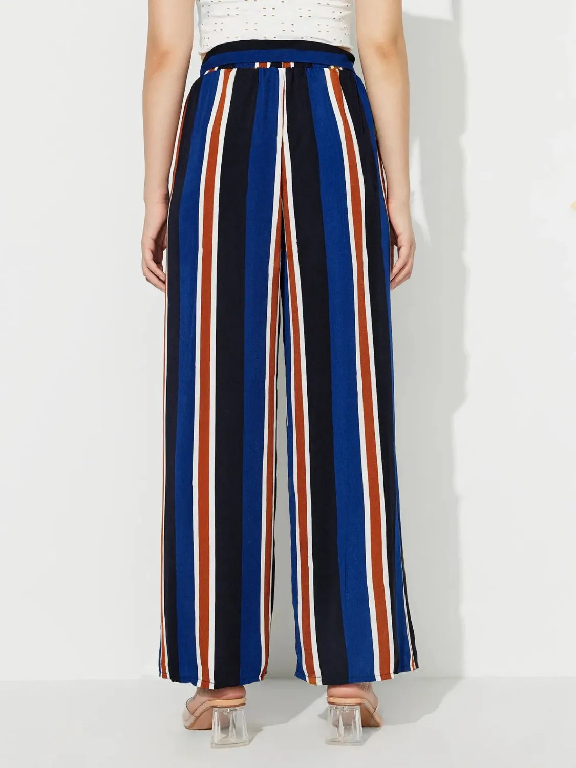 Side Slit Contrast Wide Leg Pants