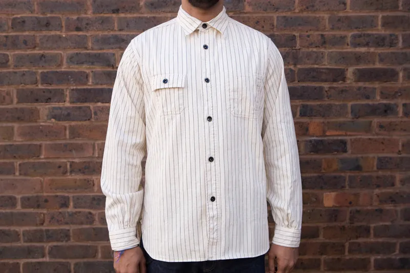 Sugar Cane ‘Fiction Romance’ Wabash Stripe Workshirt - White