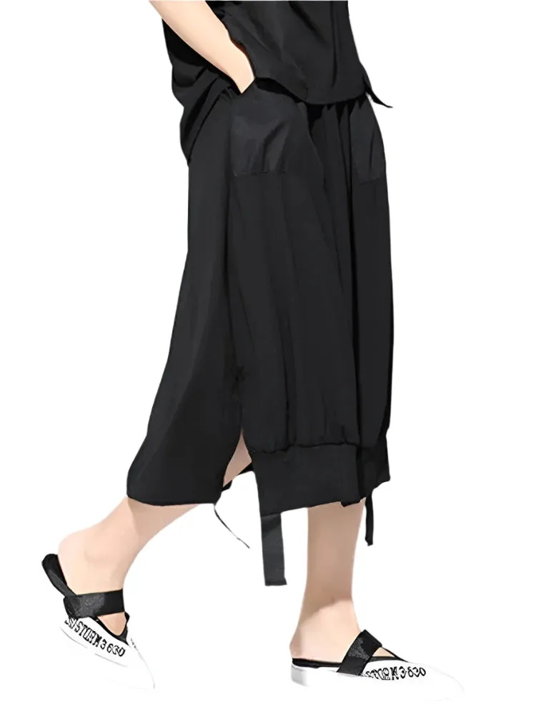 TEEK - Ribbon Black Spliced Half Body Skirt