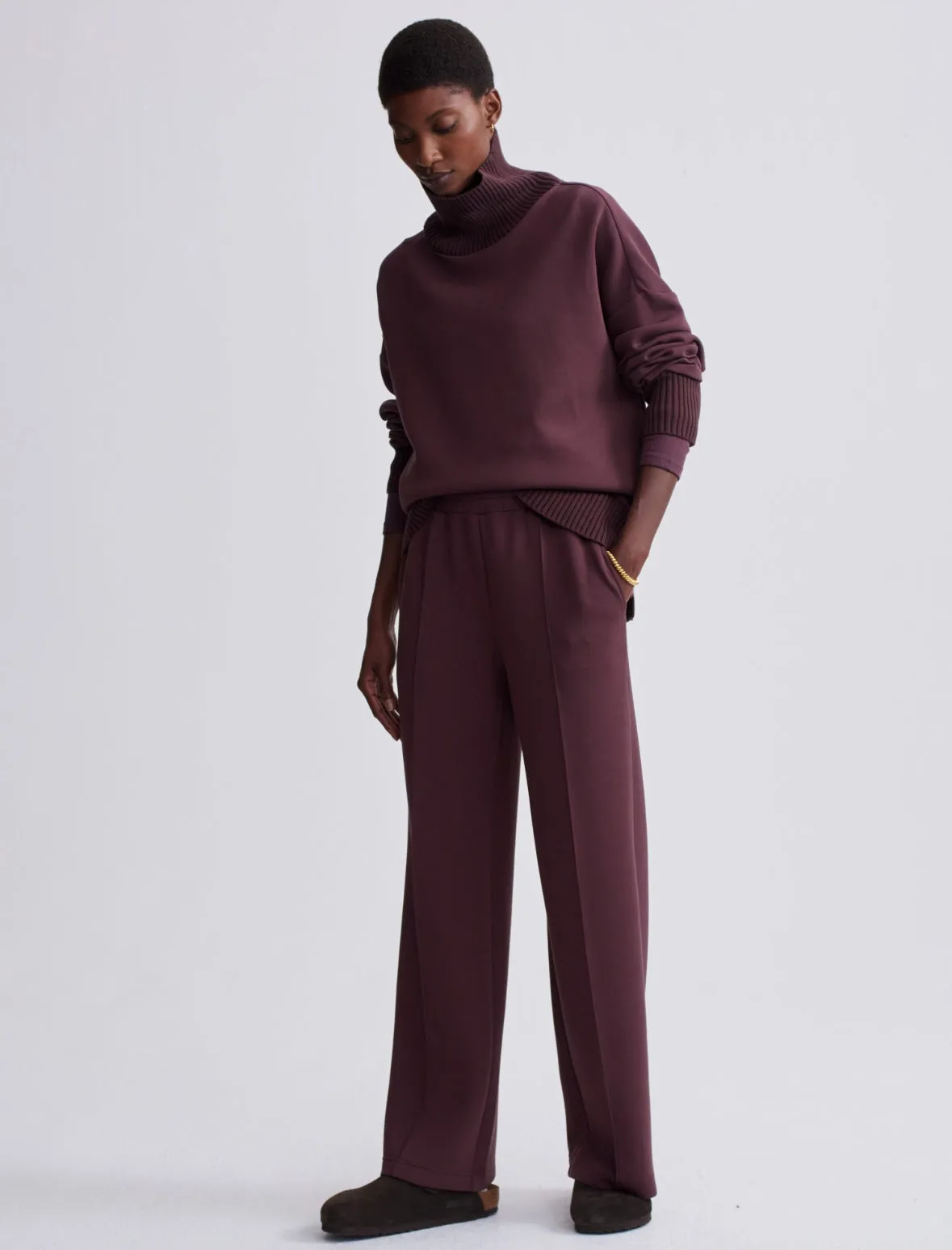 The Wide Leg Pant 30" in Deep Mahogany