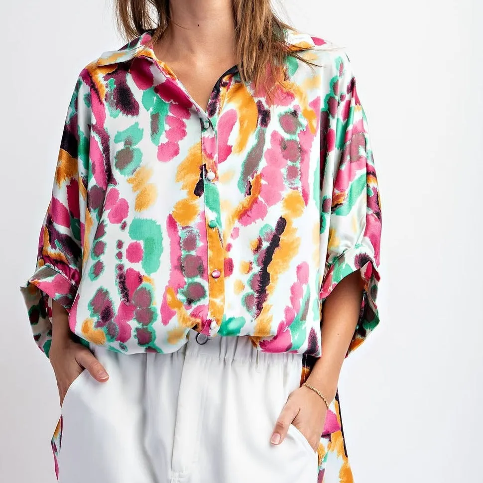 Tie Dye Times Button Down Top