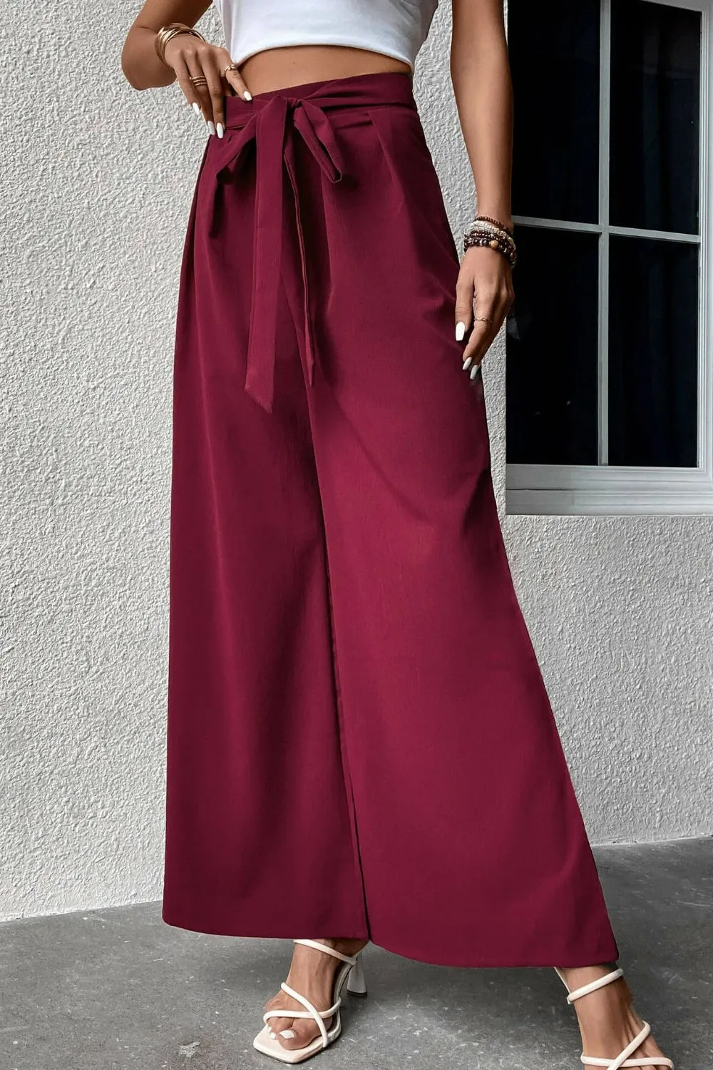 Tie Front Wide Leg Pants