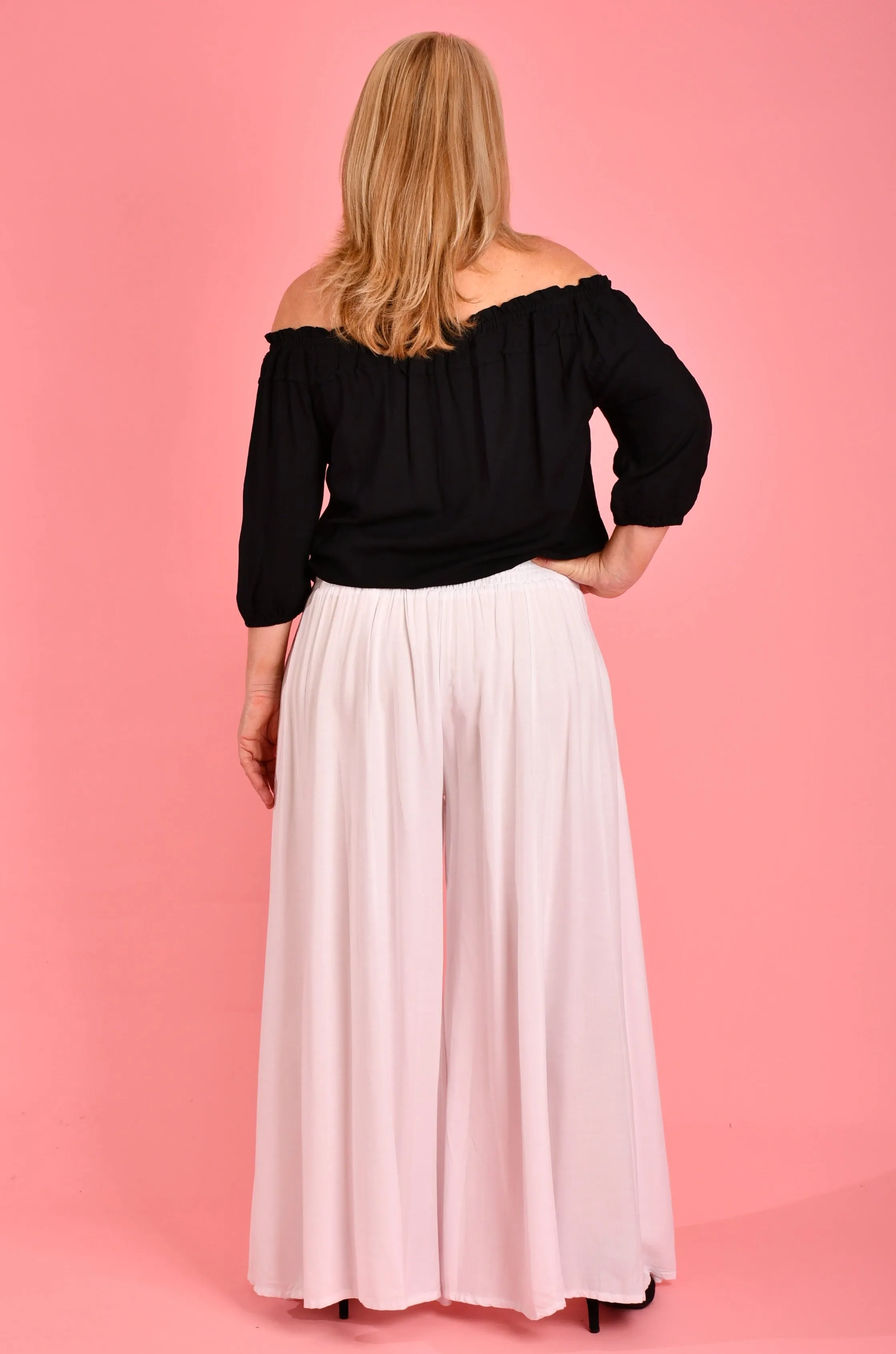 VBLP206 - FREMANTLE ROUCHED WIDE LEG PANT - WHITE