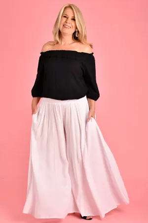 VBLP206 - FREMANTLE ROUCHED WIDE LEG PANT - WHITE