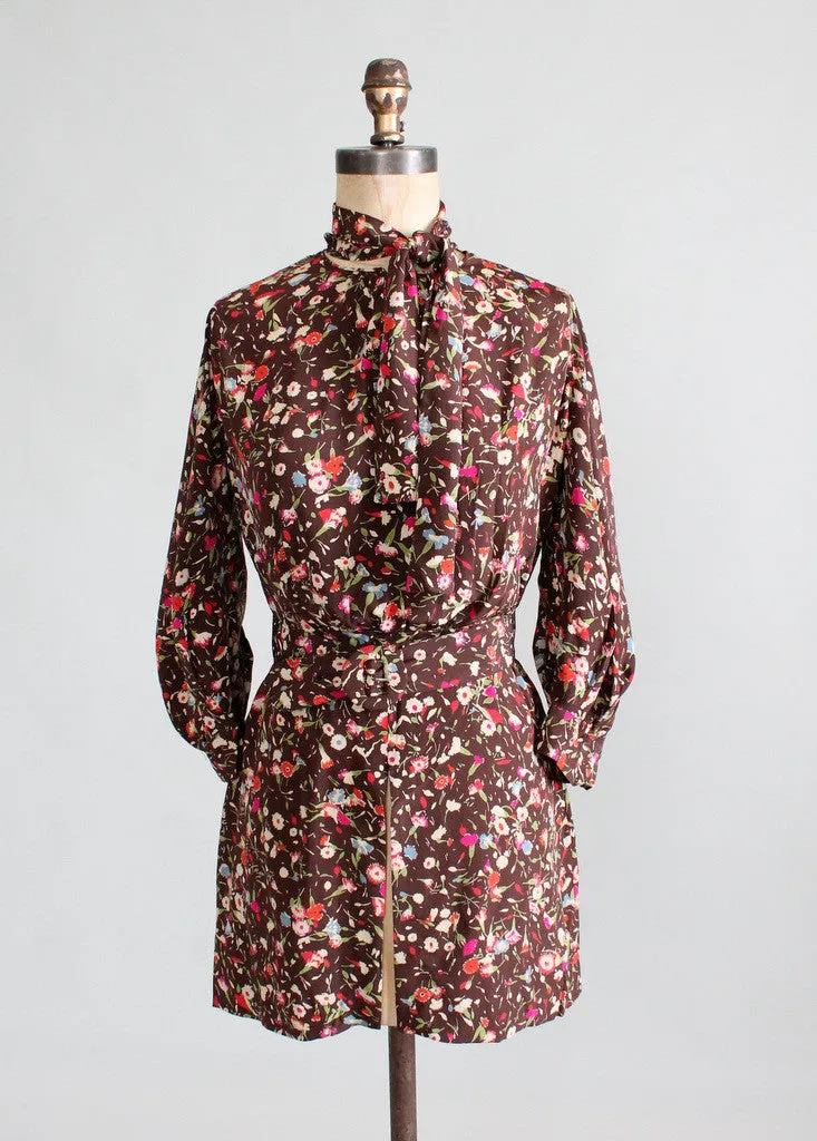 Vintage 1930s Art Deco Floral Rayon Blouse