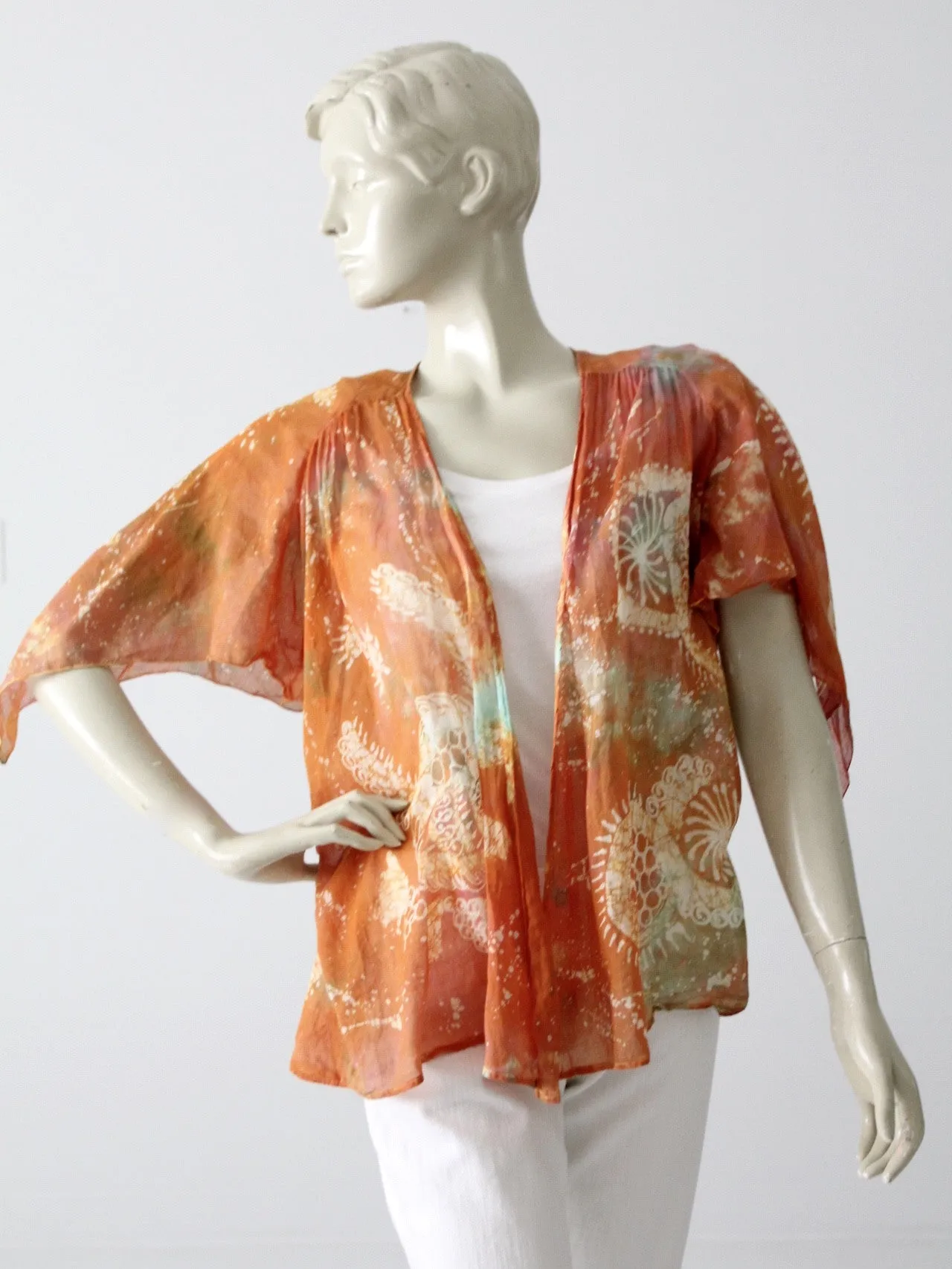 vintage 70s sheer cotton tie dye jacket