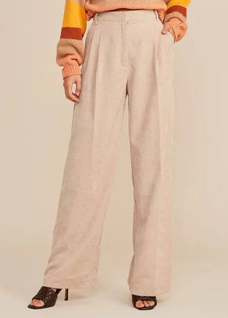 Wide Leg Beige Corduroy Pants