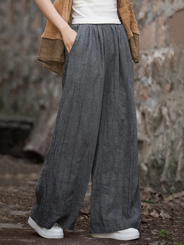 Wide Leg Elasticity Pockets Tie-Dyed Casual Pants Bottoms Trousers