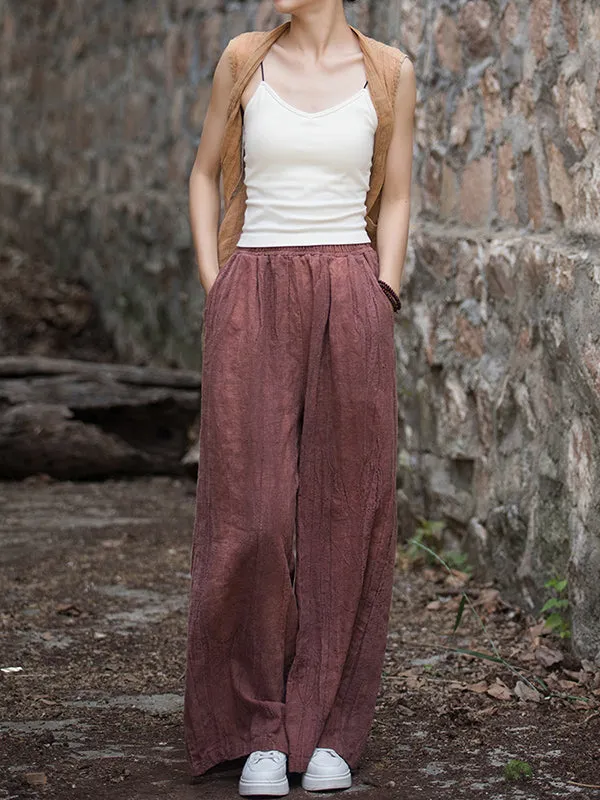 Wide Leg Elasticity Pockets Tie-Dyed Casual Pants Bottoms Trousers