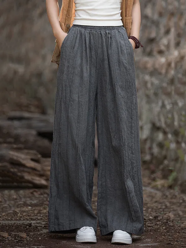 Wide Leg Elasticity Pockets Tie-Dyed Casual Pants Bottoms Trousers