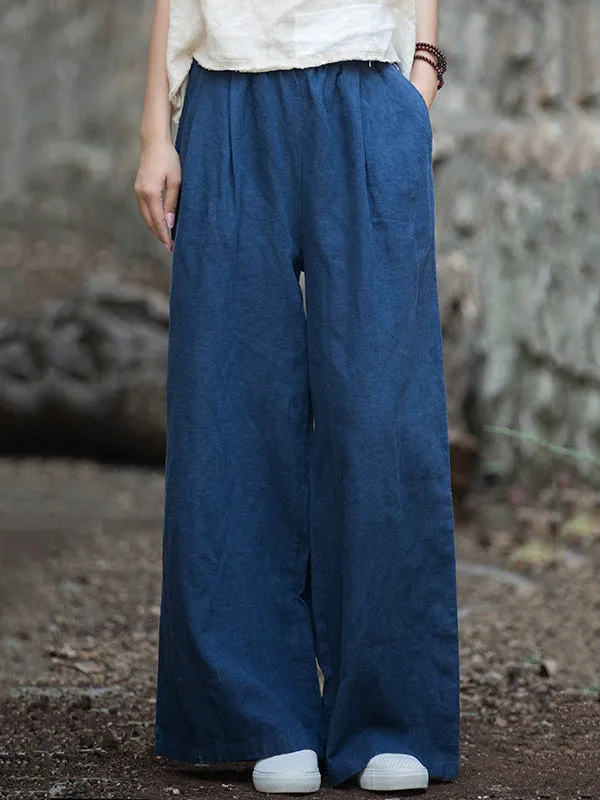 Wide Leg Elasticity Solid Color Pants Trousers