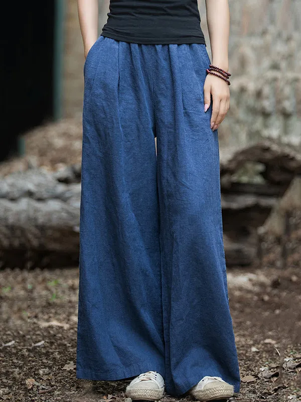 Wide Leg Elasticity Solid Color Pants Trousers