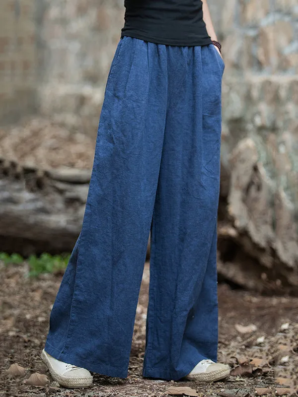 Wide Leg Elasticity Solid Color Pants Trousers