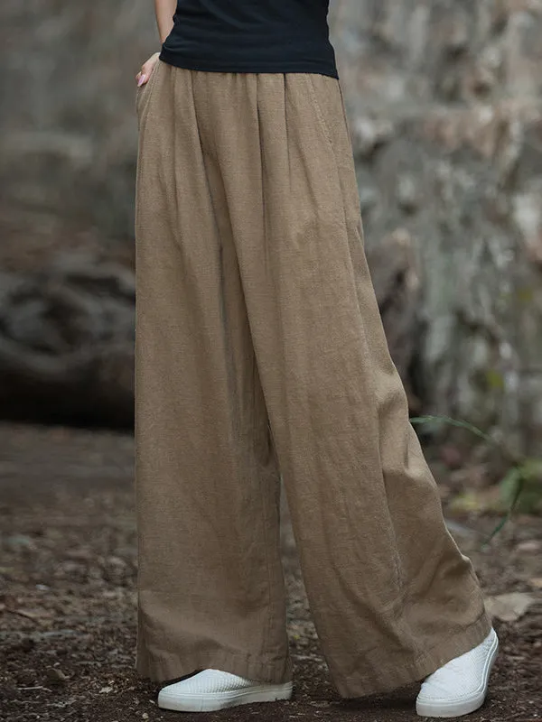 Wide Leg Elasticity Solid Color Pants Trousers