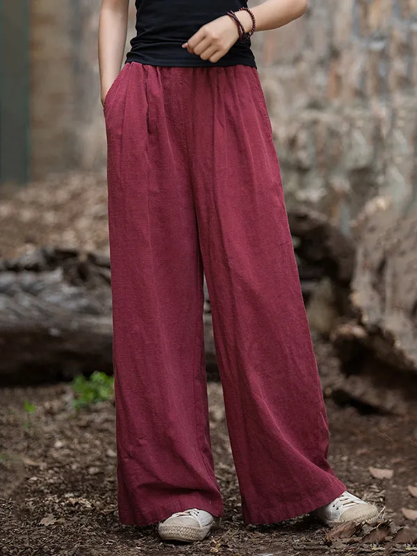 Wide Leg Elasticity Solid Color Pants Trousers